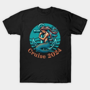 Cruise 2024 | Cruise Ship Vacation | Travel Group Tee | Family Cruise | Mermaid and Anchor. T-Shirt